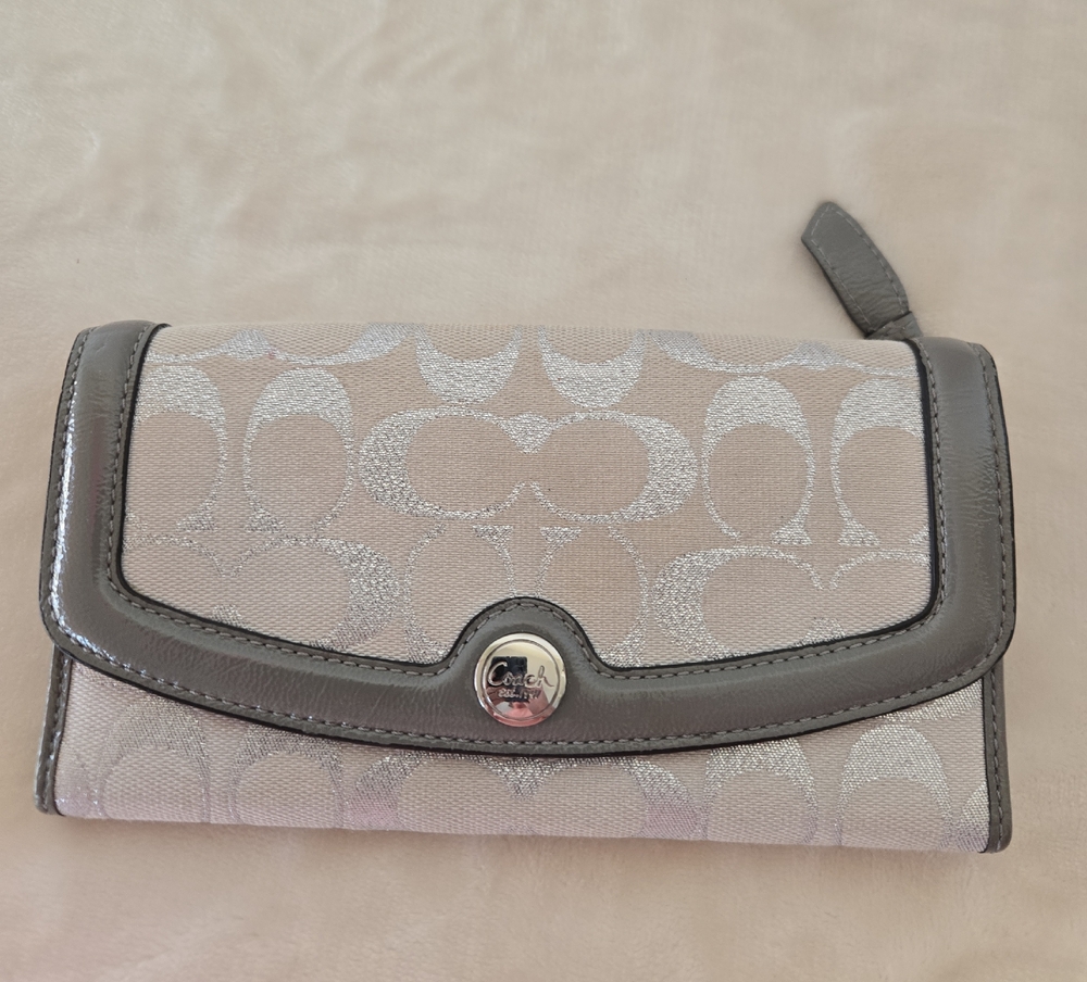 CoachTan & Metallic Gray Women's Wallet